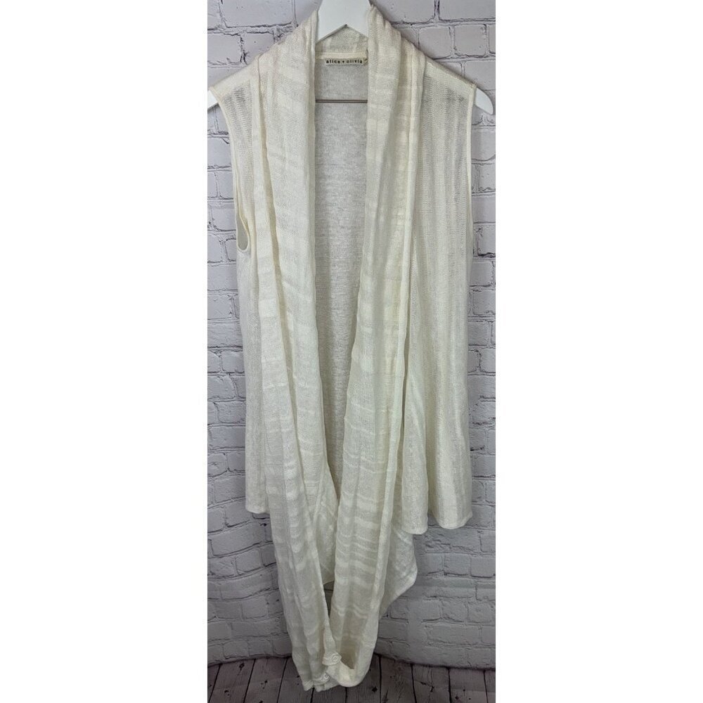 ALICE + OLIVIA Cream Sleeveless Wrap Drapey Infinity Cardigan Sweater Medium